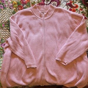 Cotton-blend pink zip cardigan, 6X